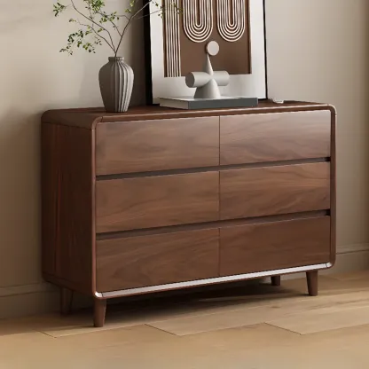 Modern Wood Dresser in Brown with 9 Drawer Storage Image - 11