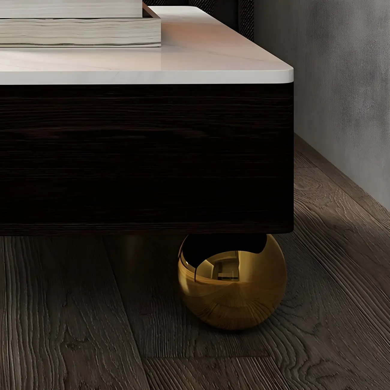 Modern Bedside Table with Drawer Glass Top and Open Storage Image - 9