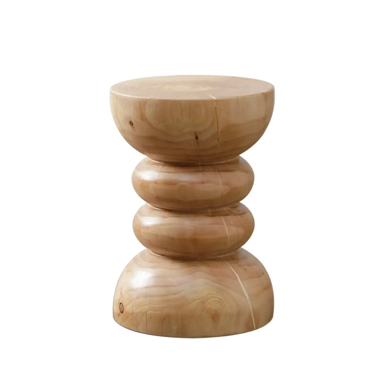 Natural Pine Small Wood Round End Table for Living Room Image - 14
