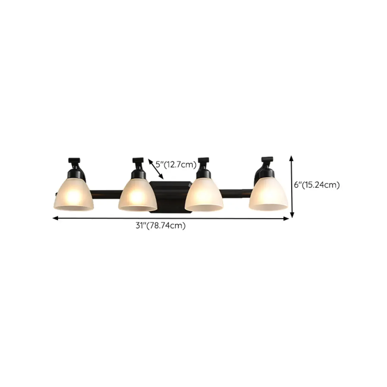 Retro Black 3 heads Vanity Light with White Glass Shades for Bathroom Image - 16