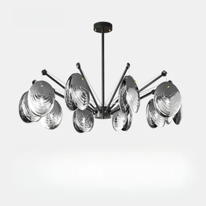 Modern Gray Metal Silver Shell Adjustable Chandeliers Image - 11