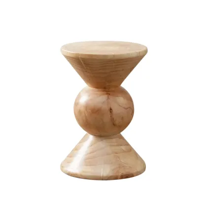  Natural Pine Small Wood Round End Table for Living Room Image - 15