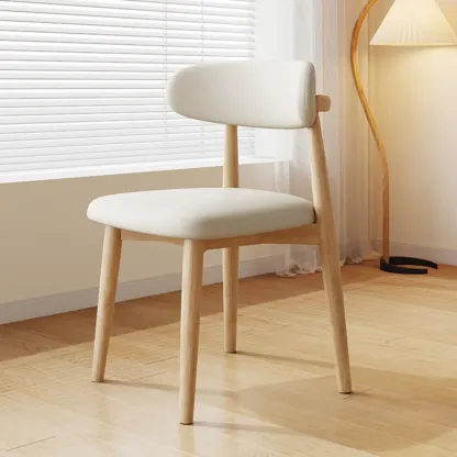 Scandinavian Faux Leather Dining Chair with Wooden Frame and Curved Back Image - 10