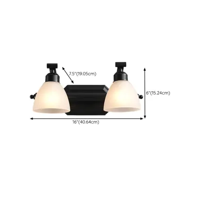 Retro Black 3 heads Vanity Light with White Glass Shades for Bathroom Image - 17