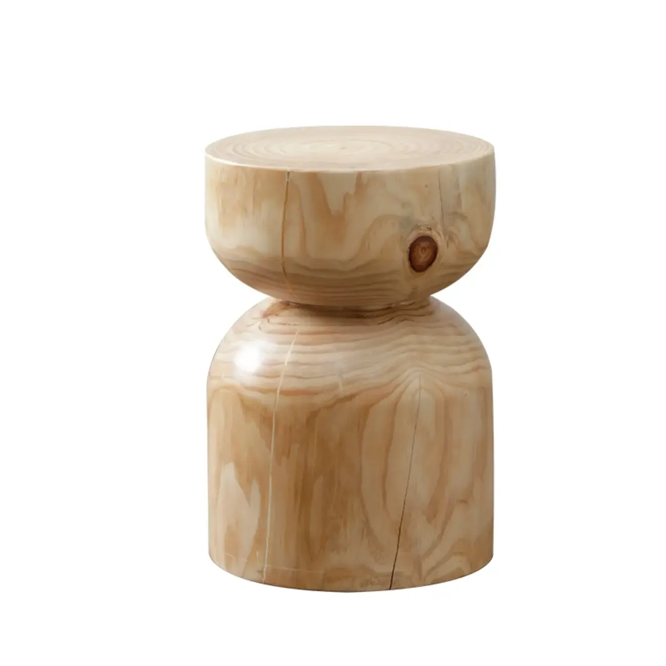 Natural Pine Small Wood Round End Table for Living Room Image - 16