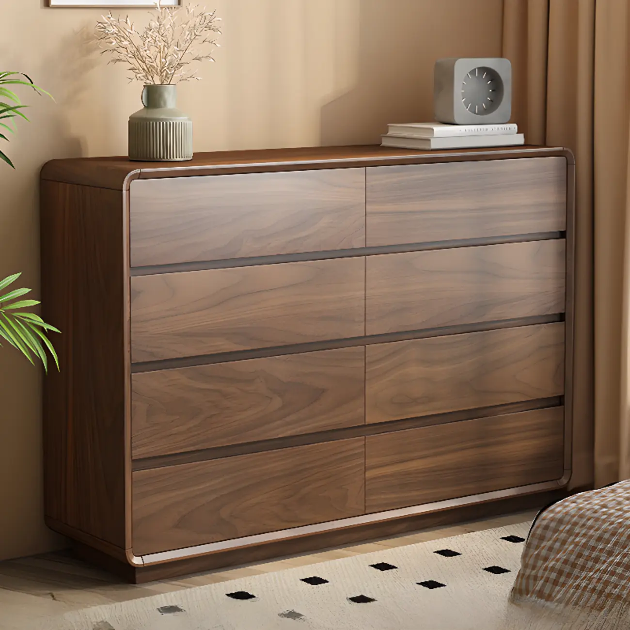Modern Wood Dresser in Brown with 9 Drawer Storage Image - 13 | homeyfad