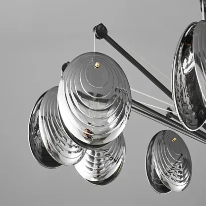Modern Gray Metal Silver Shell Adjustable Chandeliers Image - 13