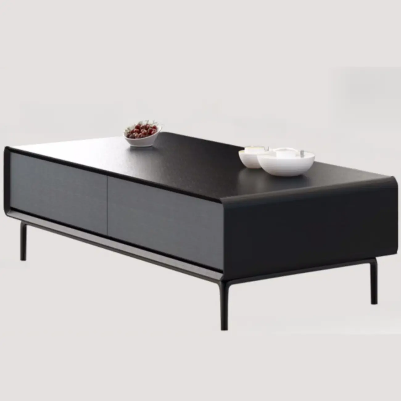 Modern Minimalist Wood Black Coffee Table with Drawers & Legs Image - 10 | homeyfad