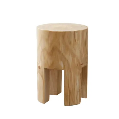  Natural Pine Small Wood Round End Table for Living Room Image - 17