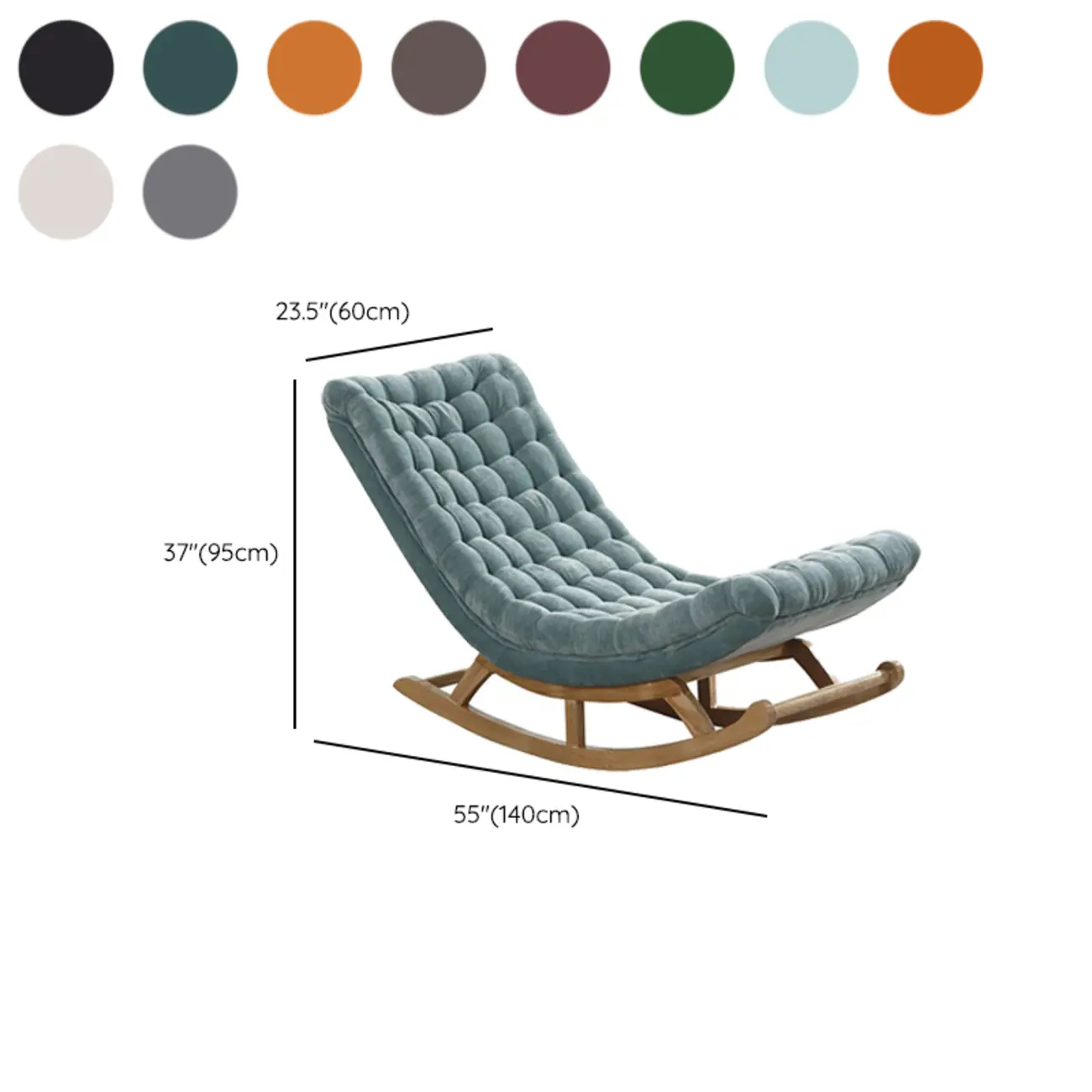 Modern Upholstered Ergonomic Rocking Chair with Ottoman #size | homeyfad