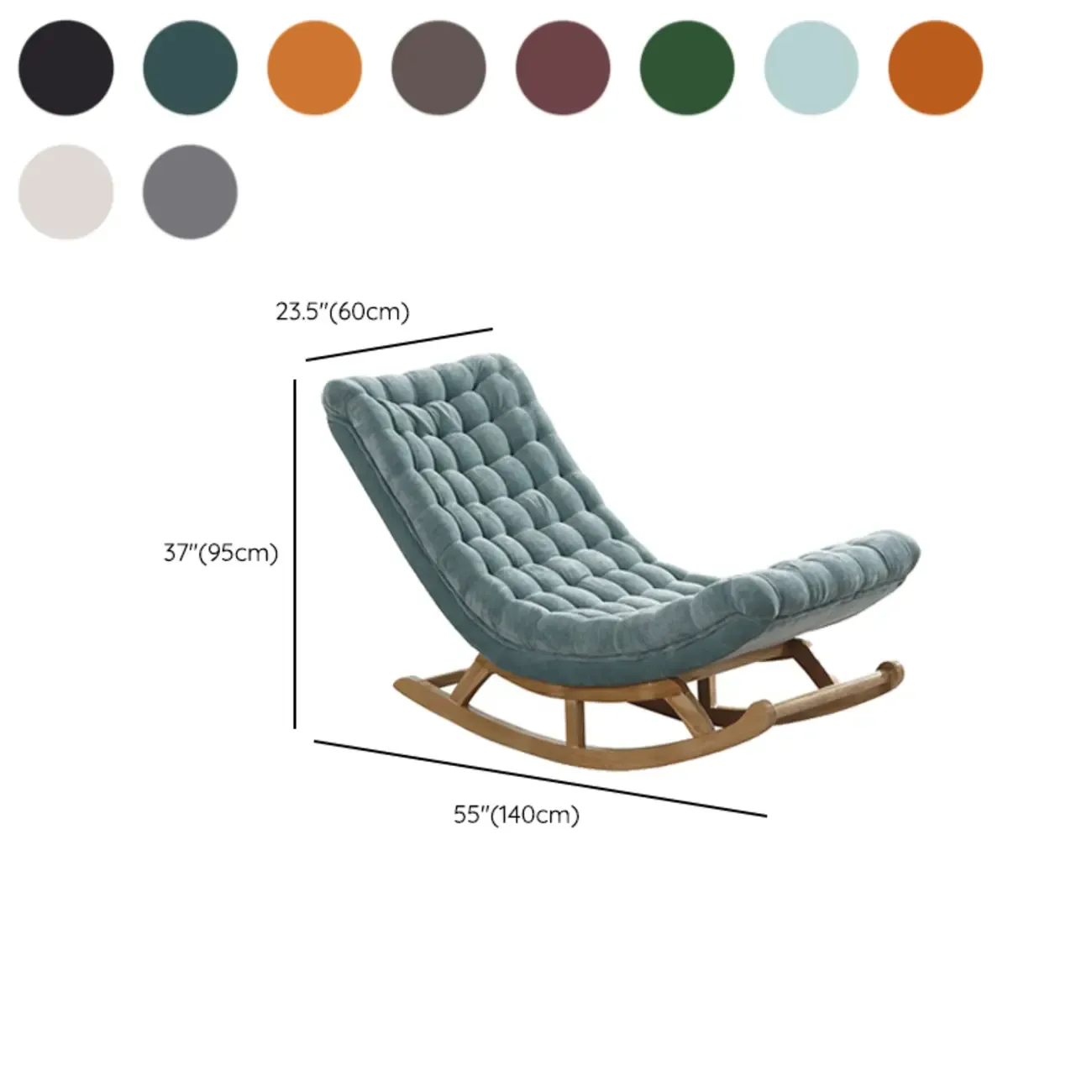Modern Upholstered Ergonomic Rocking Chair with Ottoman #size