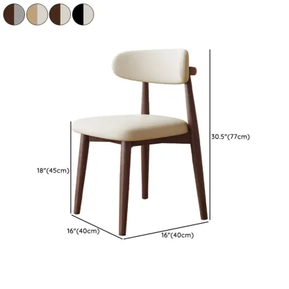 Scandinavian Faux Leather Dining Chair with Wooden Frame and Curved Back #size