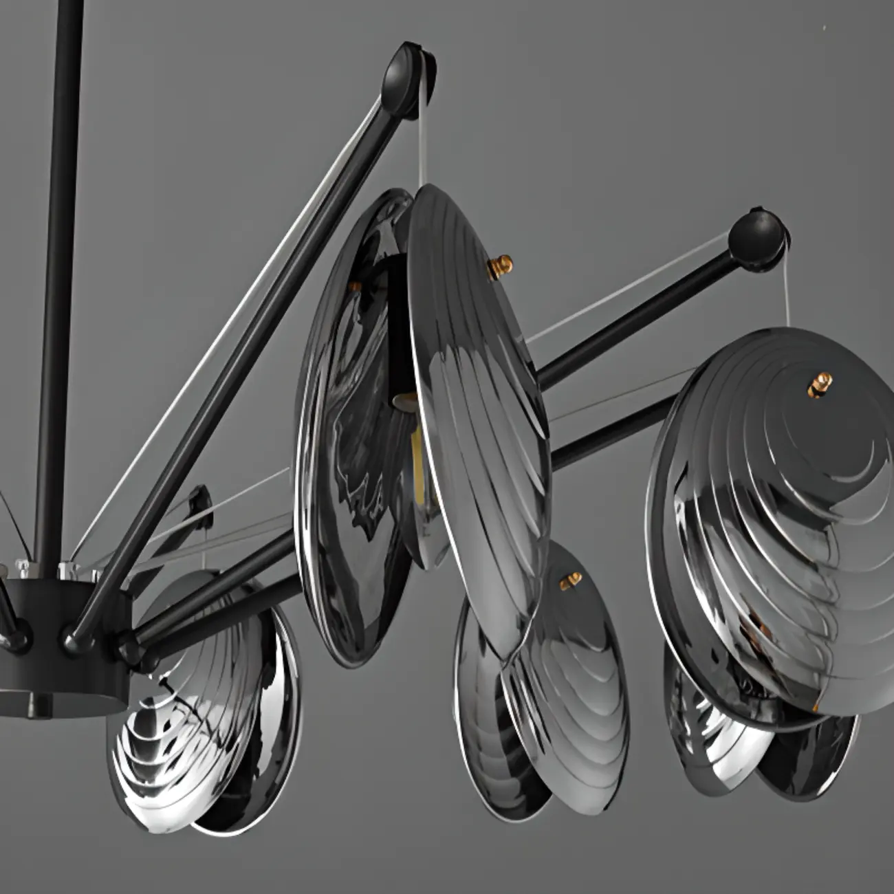 Modern Gray Metal Silver Shell Adjustable Chandeliers Image - 14 | homeyfad