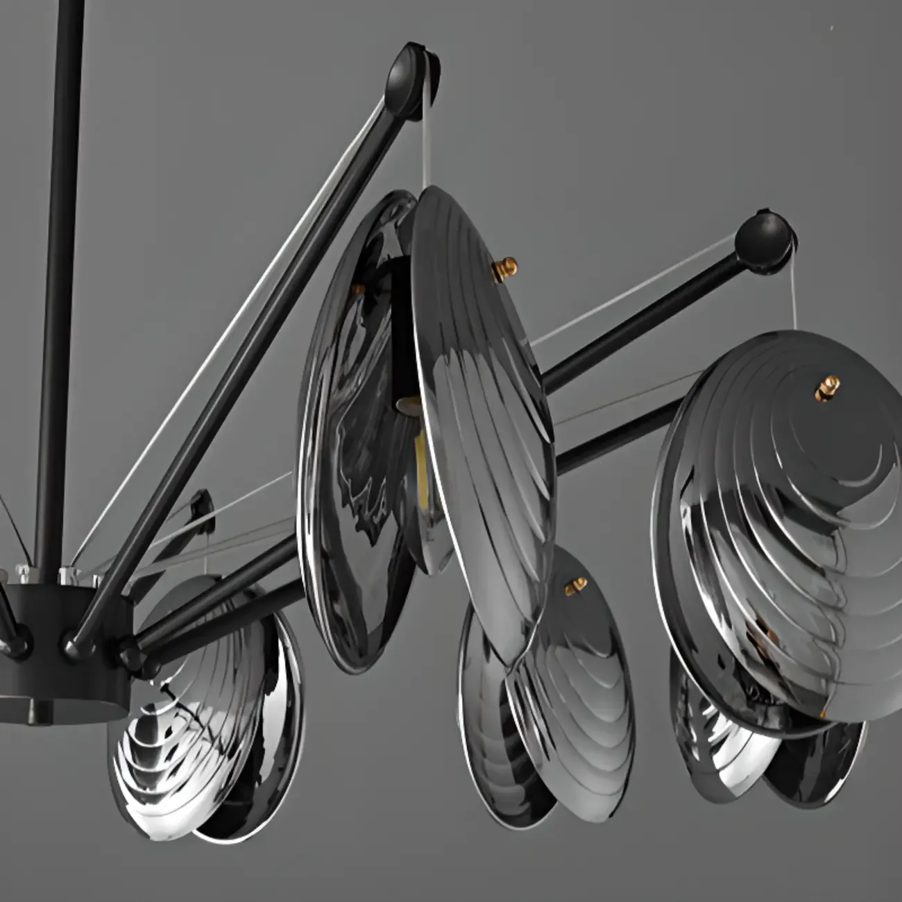 Modern Gray Metal Silver Shell Adjustable Chandeliers Image - 14