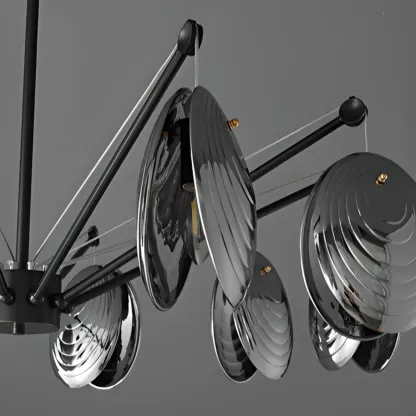 Modern Gray Metal Silver Shell Adjustable Chandeliers Image - 14