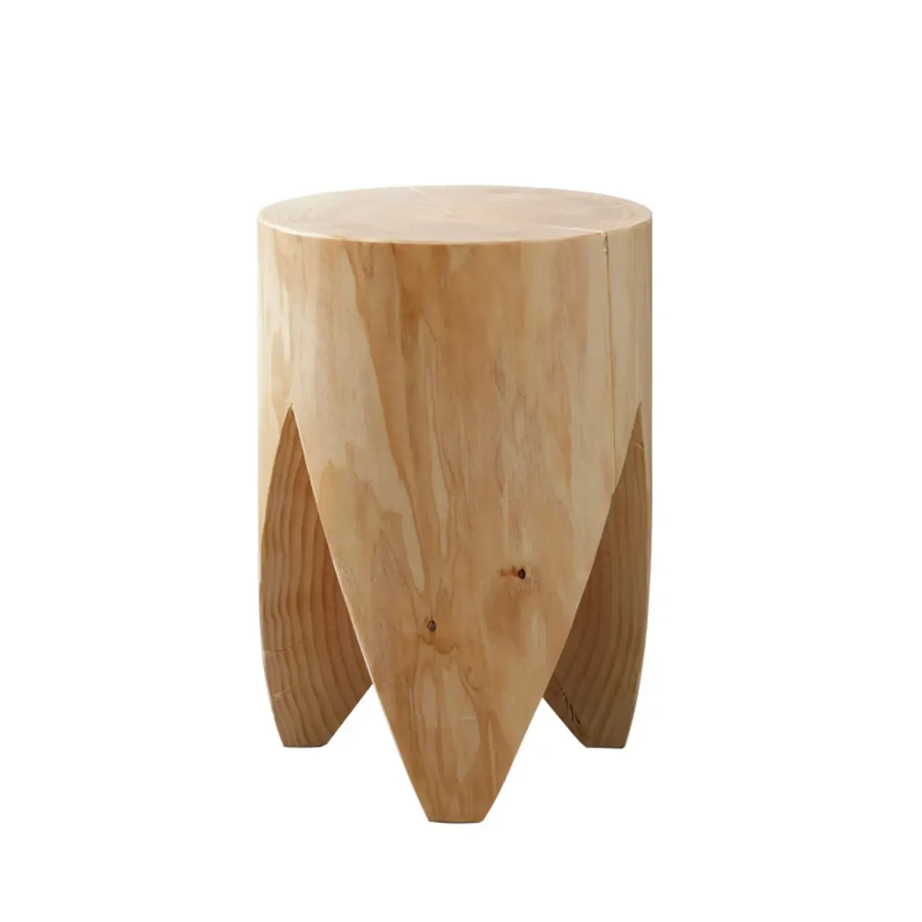 Natural Pine Small Wood Round End Table for Living Room Image - 18