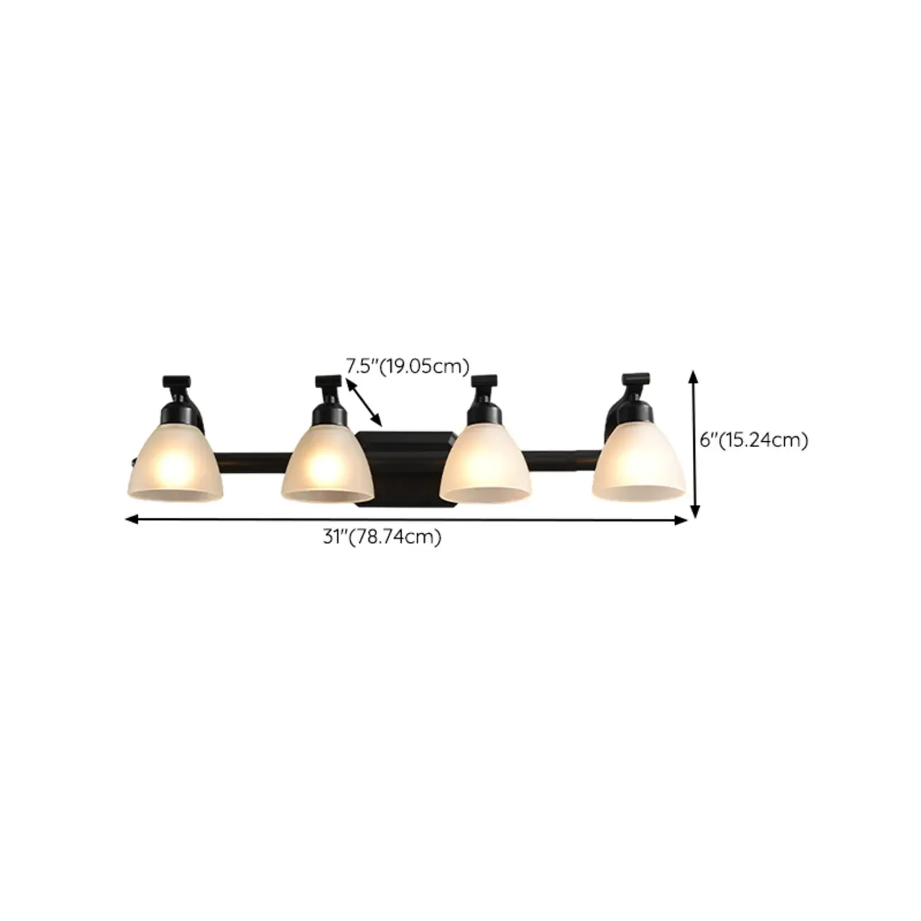 Retro Black 3 heads Vanity Light with White Glass Shades for Bathroom Image - 19