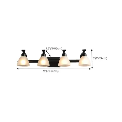 Retro Black 3 heads Vanity Light with White Glass Shades for Bathroom Image - 19