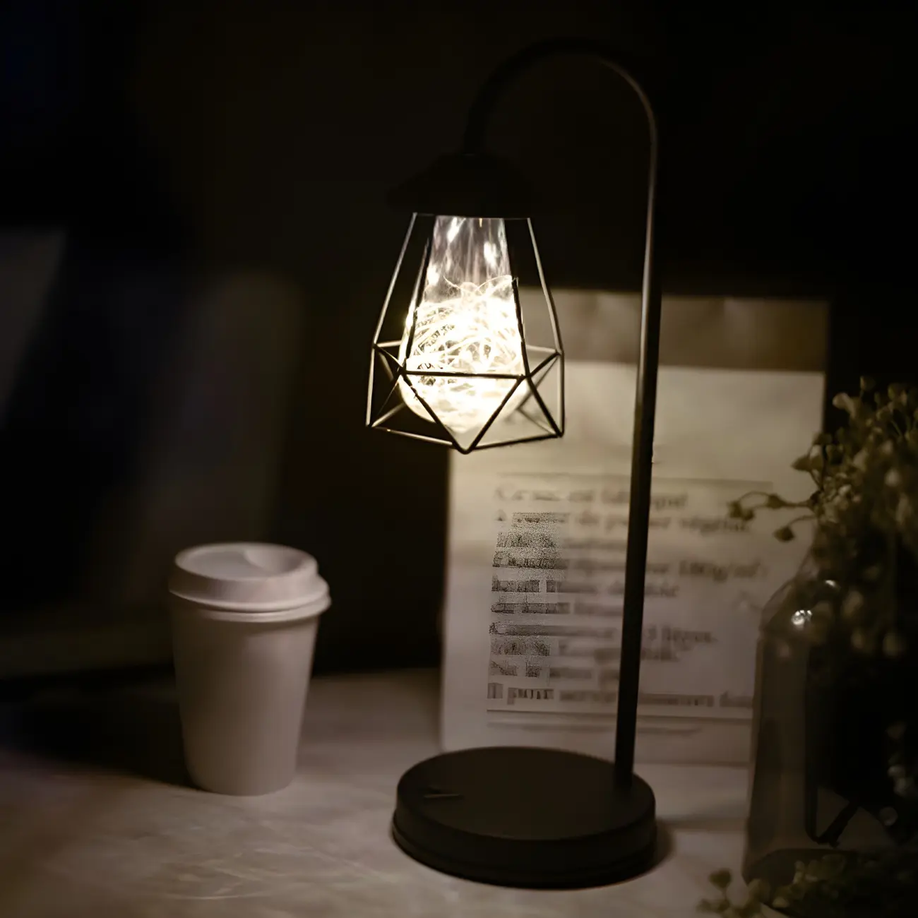 Black Metal copper bulb LED Night Light for desk Image - 1 | homeyfad