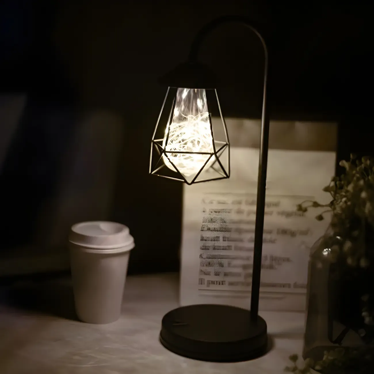 Black Metal copper bulb LED Night Light for desk Image - 1