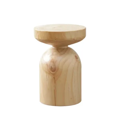  Natural Pine Small Wood Round End Table for Living Room Image - 19