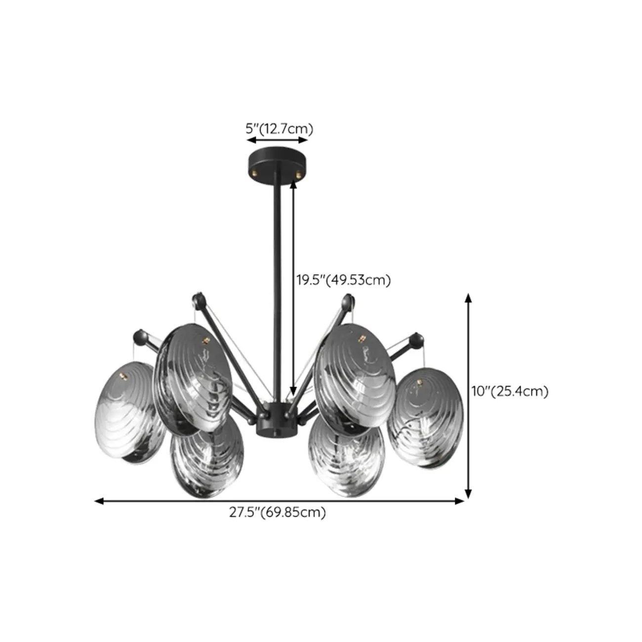 Modern Gray Metal Silver Shell Adjustable Chandeliers #size | homeyfad