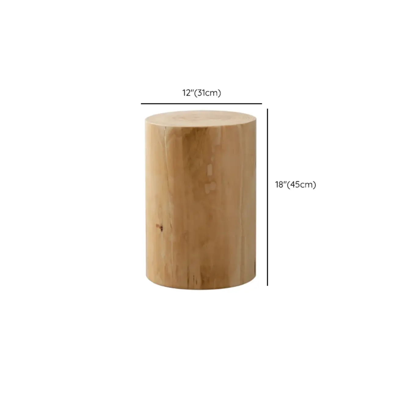  Natural Pine Small Wood Round End Table for Living Room #size