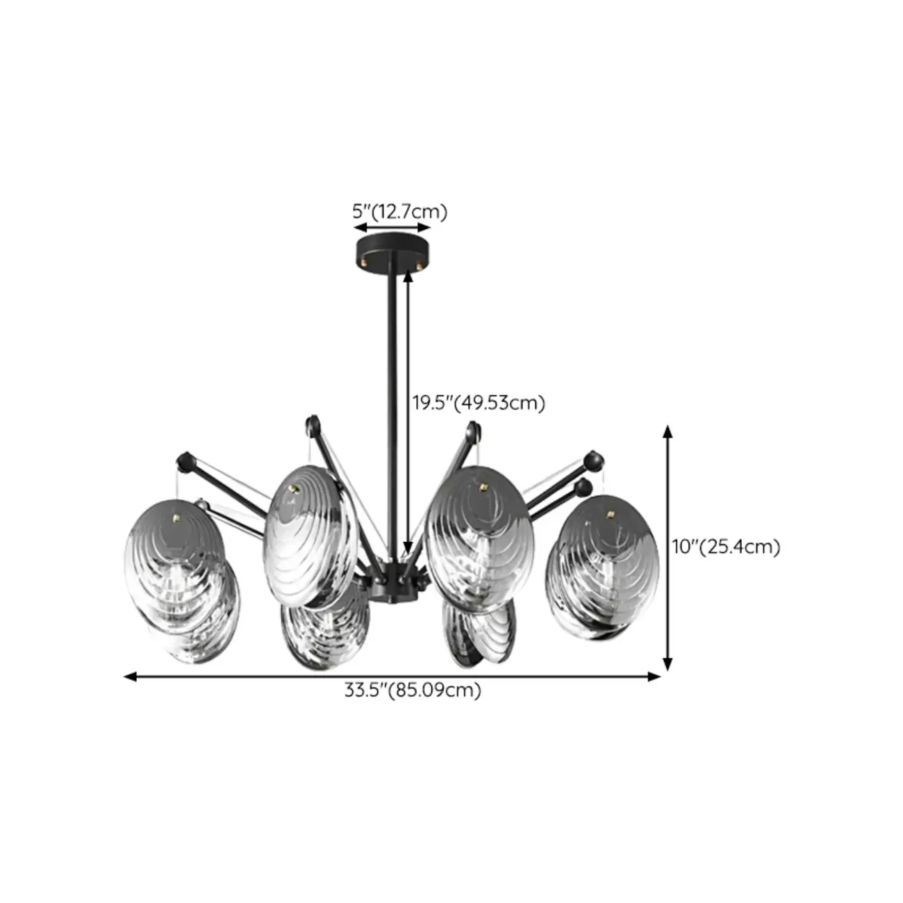 Modern Gray Metal Silver Shell Adjustable Chandeliers Image - 16