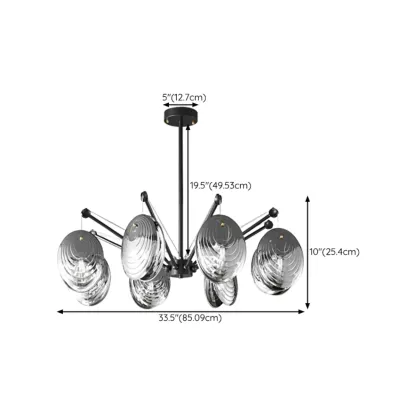Modern Gray Metal Silver Shell Adjustable Chandeliers Image - 16