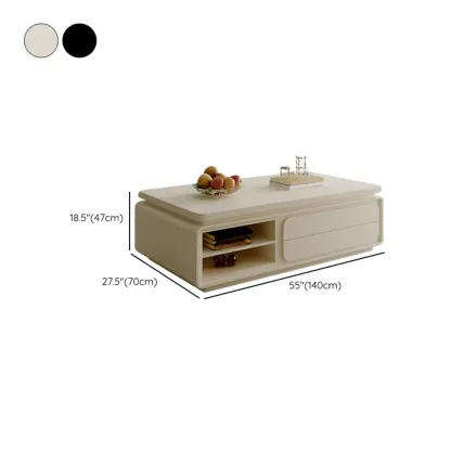 Modern Black Wooden Rectangular Coffee Table with Drawers Image - 15