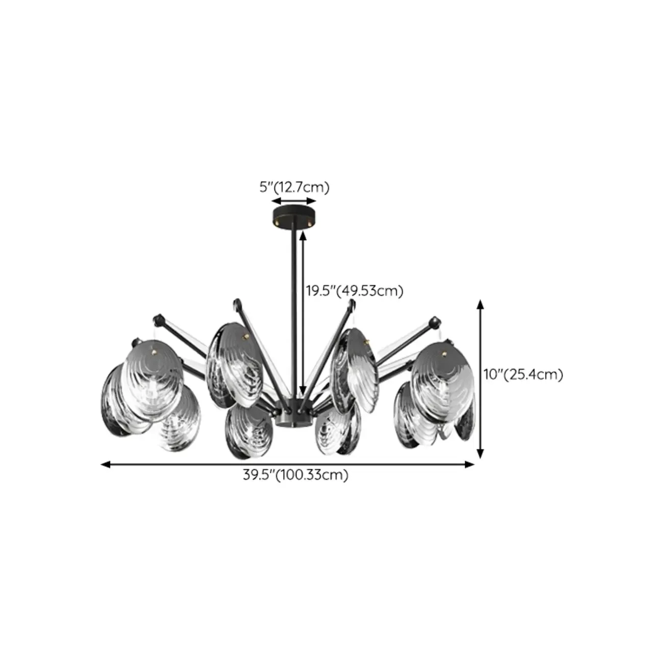 Modern Gray Metal Silver Shell Adjustable Chandeliers Image - 17