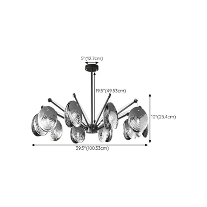 Modern Gray Metal Silver Shell Adjustable Chandeliers Image - 17