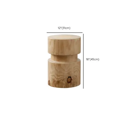  Natural Pine Small Wood Round End Table for Living Room Image - 22