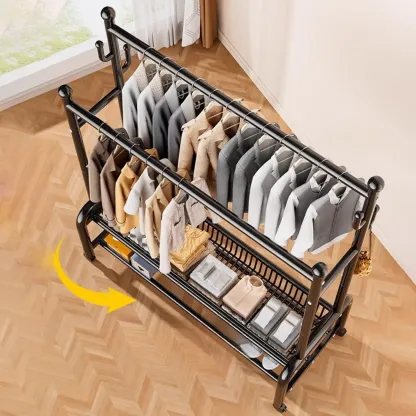 Glam Metal Coat Rack with Shelves and Shoe Storage Image - 6