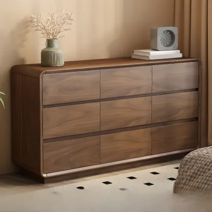 Modern Wood Dresser in Brown with 9 Drawer Storage Image - 18
