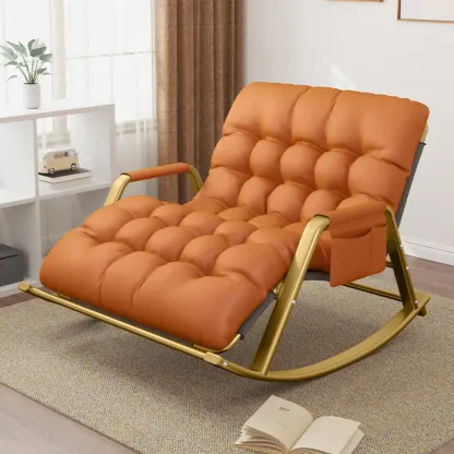 Scandinavian 2 Seats Upholstered Rocking Chair with Track Arms Image - 1