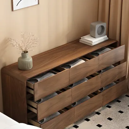 Modern Wood Dresser in Brown with 9 Drawer Storage Image - 19