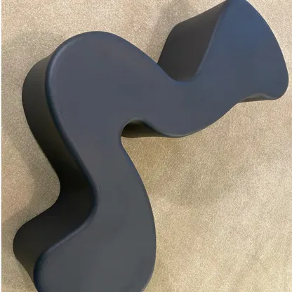 Modern Black Resin Wave Coffee Table with Abstract Design Image - 7