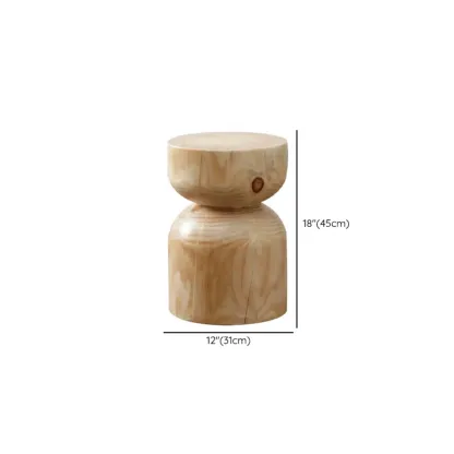  Natural Pine Small Wood Round End Table for Living Room Image - 25