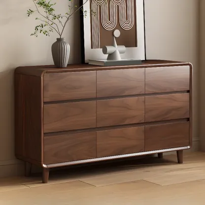 Modern Wood Dresser in Brown with 9 Drawer Storage Image - 20