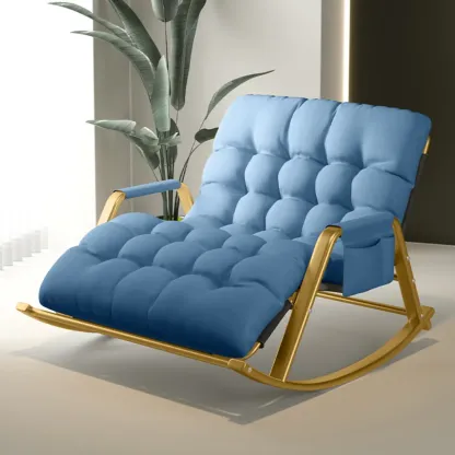 Scandinavian 2 Seats Upholstered Rocking Chair with Track Arms Image - 3