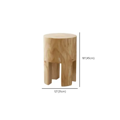  Natural Pine Small Wood Round End Table for Living Room Image - 27