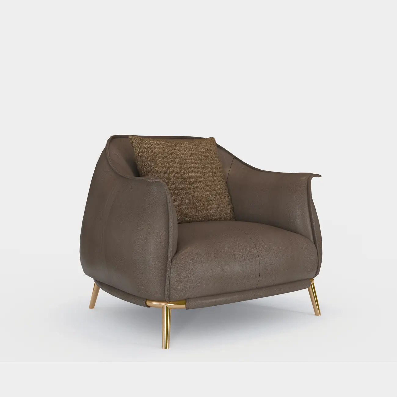 Modern Leather Armchair in Coffee for Living Room Image - 2 | homeyfad