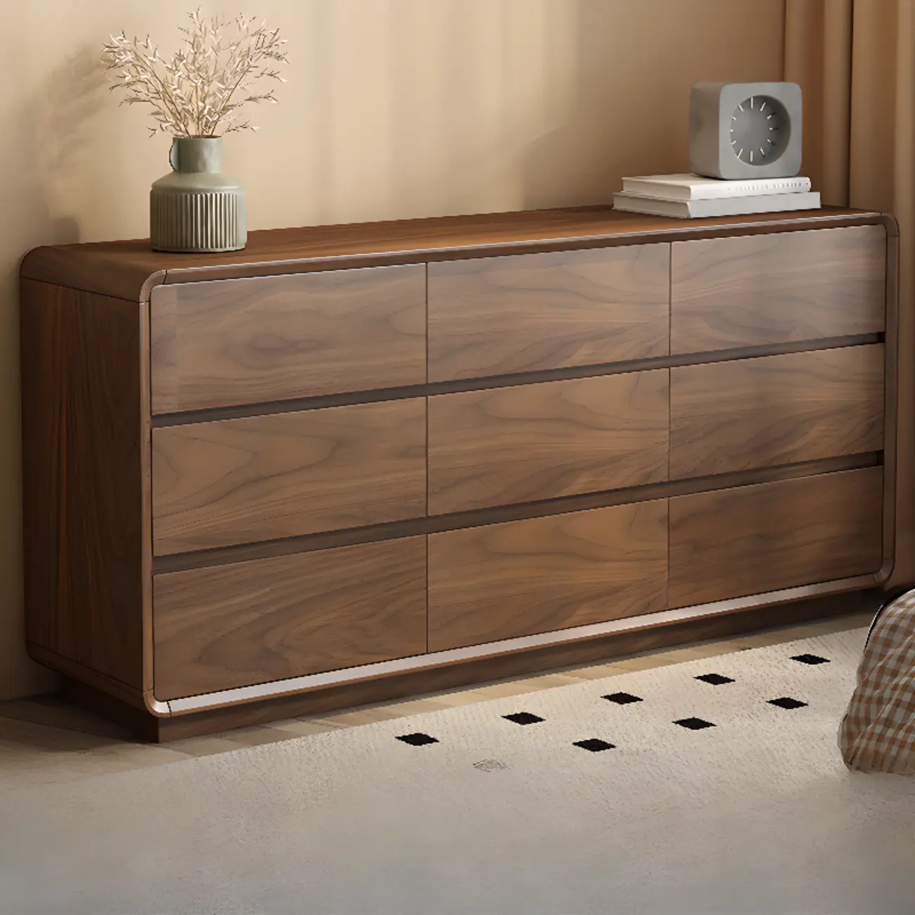 Modern Wood Dresser in Brown with 9 Drawer Storage Image - 21 | homeyfad