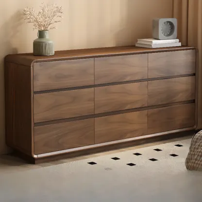 Modern Wood Dresser in Brown with 9 Drawer Storage Image - 21