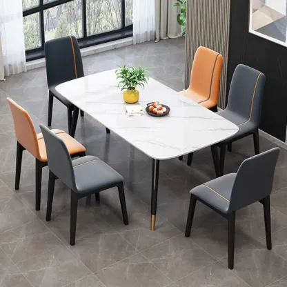 Upholstered Dining Chair Armless Solid Back with Multi Color Image - 1