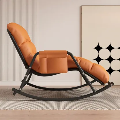 Scandinavian 2 Seats Upholstered Rocking Chair with Track Arms Image - 4