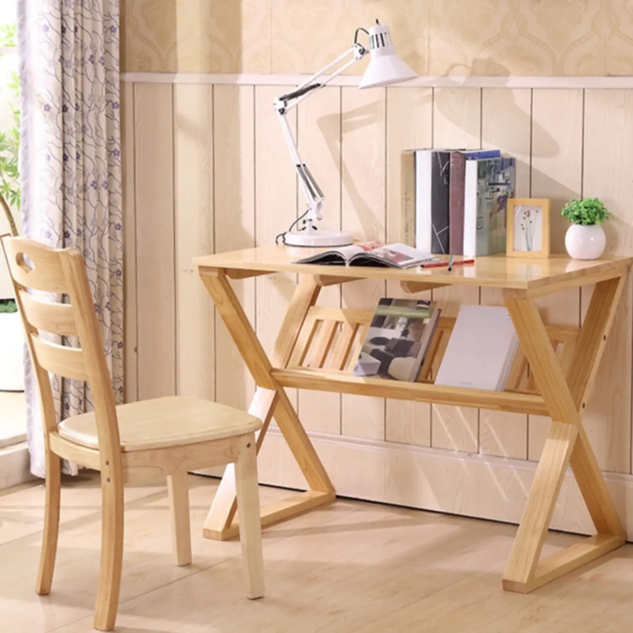 Modern Natural Wood Dining Chair with Ladder Back Armless Image - 1 | homeyfad