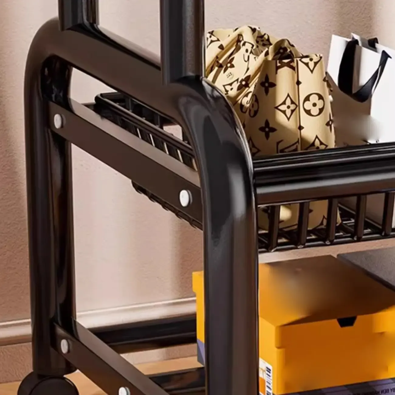 Glam Metal Coat Rack with Shelves and Shoe Storage Image - 10