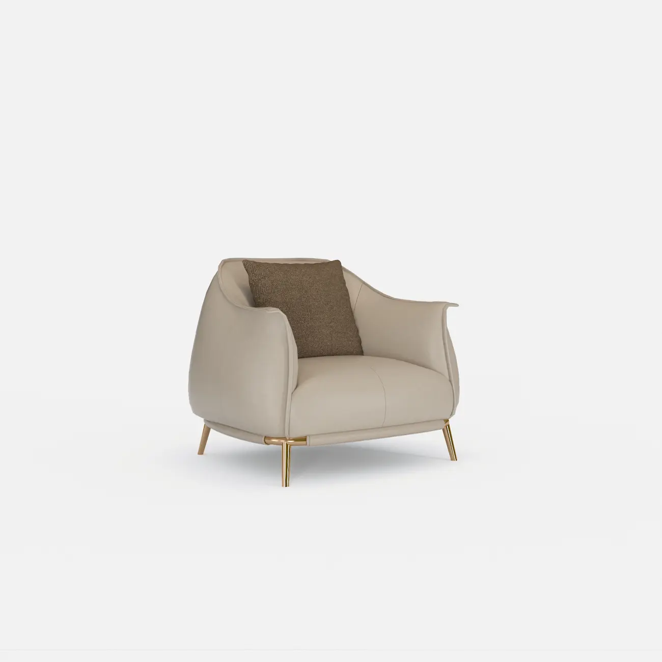 Modern Leather Armchair in Coffee for Living Room Image - 3 | homeyfad
